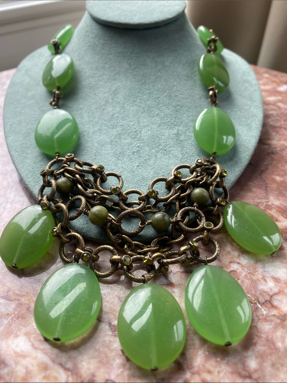 Liam Fahy London Green Statement Bib Necklace